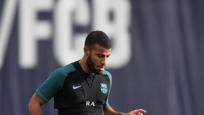 Rafinha of Barcelona controls a ball during training. David Ramos / Getty Images