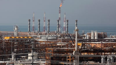 A partially constructed gas refinery at the South Pars gas field is seen on the northern coast of Persian Gulf in Asalouyeh, Iran. AP