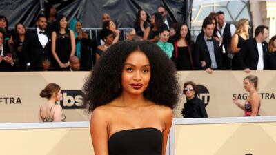 Young star Yara Shahidi, 17, wore a custom Ralph Lauren jumpsuit with a waterfall bustle. Monica Almeida / Reuters