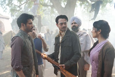 Bhuvan Bam, centre, plays revolutionary leader Rash Behari Bose in the Prime Video series. Photo: Prime Video