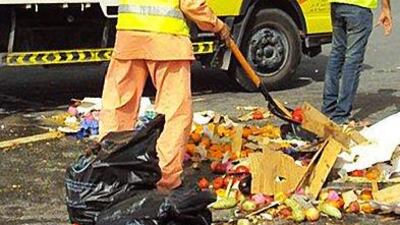 Residents can report accidents and request to clean up the roads by calling the municipality’s toll free number 800900. Courtesy Dubai Municipality