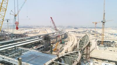 Dubai Expo construction from the air.