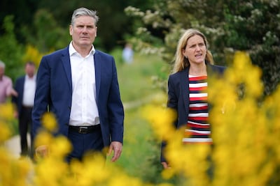 Labour Party leader Sir Keir Starmer with Batley and Spen by-election candidate Kim Leadbeater as the party faces concerns from Muslim voters. Getty