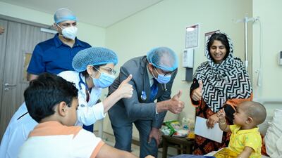 Eman Ali, 2, underwent successful bone marrow transplant surgery in July. Photo: Burjeel Medical City