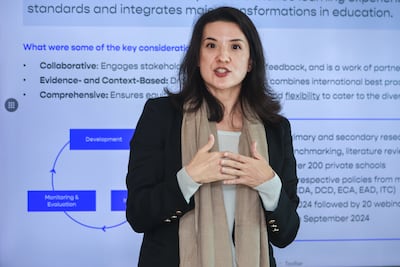 Sylvie Wald, education policy office director at Department of Education and Knowledge, has introduced a new strategy to shape education in Abu Dhabi. Victor Besa / The National