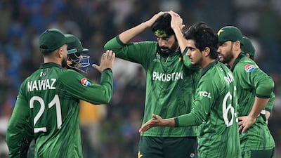 Saim Ayub, right, was the pick of Pakistan's bowlers on Sunday. AFP