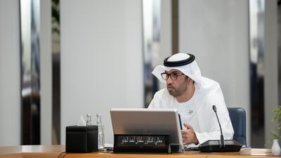 Dr Al Jaber at the meeting. Photo: Rashed Al Mansoori / UAE Presidential Court