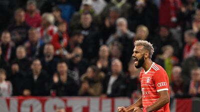 Bayern's Cameroonian forward Eric Maxim Choupo-Moting celebrates after scoring the fifth. AFP