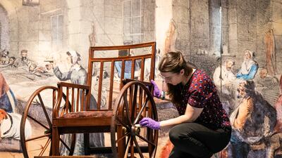 Florence Nightingale's wheelchair is installed at the Florence Nightingale Museum in the grounds of St Thomas' Hospital, London, on June 12. PA Photo