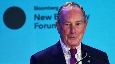 Former New York City Mayor Michael Bloomberg speaks during the Bloomberg New Economy Forum in Singapore. AFP Photo