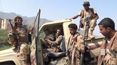 Houthi fighters in the port city of Mokha, Yemen. EPA