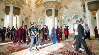 The New Zealand and UAE teams tour Sheikh Zayed Grand Mosque on Saturday.