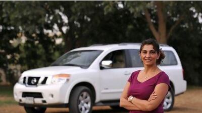 Triptta Neb says her Nissan Armada has got her out of sticky situations, including when driving up a mountain path. Part of the path caved in and a wheel dropped down. Charles Crowell for The National