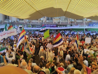 One year anniversary of Anti Assad protest in Suweida