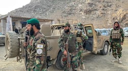 Troops under Afghanistan's ruling Taliban, near the Torkham border with Pakistan, on Friday. AFP