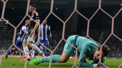 Chelsea's Asmir Begovic reacts after a goal by FC porto in the club's Champions League match last week. Francisco Leong / AFP / September 29, 2015