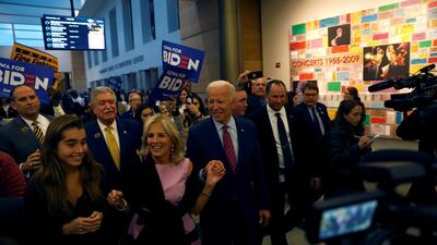 Democratic 2020 U.S. presidential candidate former Vice President Joe Biden and his wife Dr. Jill Biden attend a Democratic Party fundraising dinner, the Liberty and Justice Celebration, in Des Moines, Iowa, U.S. Reuters