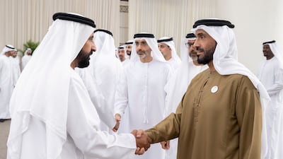A mourner offers condolences to Sheikh Nahyan Bin Zayed