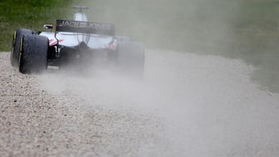 Haas driver Romain Grosjean runs wide during qualifying for the Spanish Formula One Grand Prix at Circuit de Catalunya. Charles Coates / Getty Images