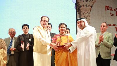 Dr Gopi Chand Narang, left, was awarded for his outstanding services to Urdu literature.