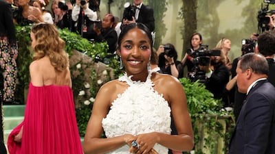 Ayo Edebiri in Boucheron jewellery and a custom Loewe gown. Getty Images