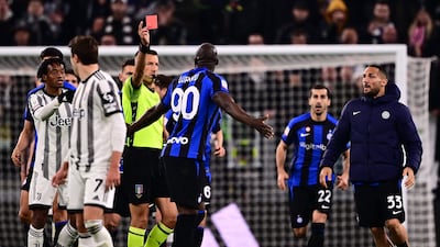 Inter Milan’s Romelu Lukaku received a red card. AFP