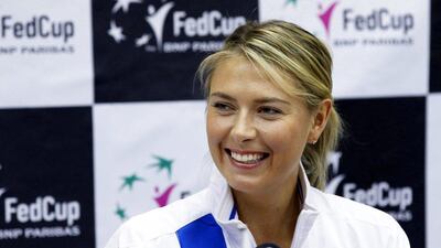 Maria Sharapova faces the media ahead of Russia's Fed Cup tie with the Netherlands. Sergei Ilinitsky / EPA