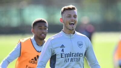 Ben White during an Arsenal training session at London Colney. Getty
