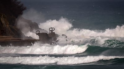 Waves crash on the coast in San Sebastian, Spain. EPA