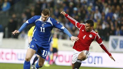 Manchester City striker Edin Dzeko scored 10 goals for Bosnia and Herzegovina during World Cup qualifying. Pierre Teyssot / AFP