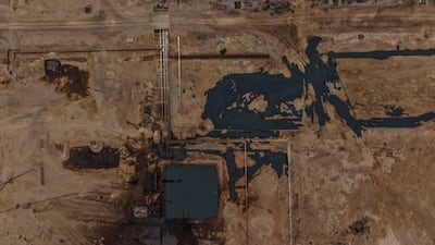 Al Omar oilfield, Syria's largest by area and production, near the Euphrates River. Getty Images