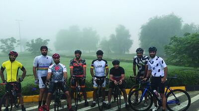 The Rabdan Cycling Team from Abu Dhabi has 10 Emirati men as its core members, but anyone can join them for rides. Courtesy Mohamed Al Kaabi