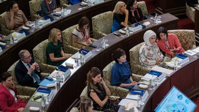 Akie Abe, the wife of the Japanese Prime Minister attends with partners of the G20 leaders a symposium "Ocean a precious resource for our lives" at Osaka government on June 29, 2019 in Osaka, Japan. Getty Images