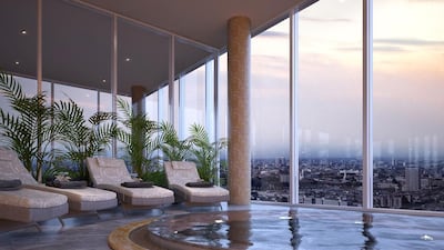 A rendering of an indoor pool in Damac's Aykon Nine Elms development in London.