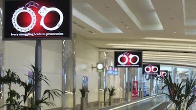 The video warnings at Dubai International Airport warning travellers about the risks of smuggling or illegally dealing in ivory. Courtesy Dubai Police
