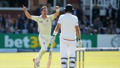 New Zealand’s Matt Henry celebrates after dismissing Joe Root. Philip Brown / Reuters / May 21, 2015
