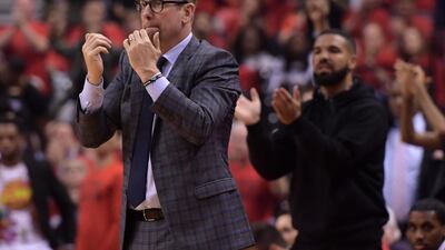 Toronto Raptors head coach Nick Nurse gestures to his team during the game. USA Today
