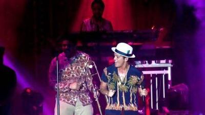 Bruno Mars and his band The Hooligans played to a packed house at the Dubai Media City Amphitheatre. Antonie Robertson / The National