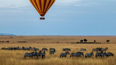 A hot air baloon safari in Kenya. Etihad has launched an Eid flight sale for summer travel with Economy fares to several destinations from Dh995. Courtesy Unsplash