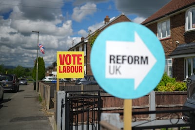 Campaign posters in Makerfield. Labour will need to convince 'Red Wall' voters to stay in power. Getty Images