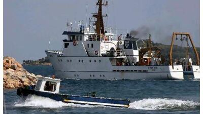 The Turkish vessel Piri Reis leaves the port of Izmir last week on a gas-exploration mission off the coast of Cyprus. Tensions between the Greek Cypriots and Turkey are simmering as both nations look to tap into gas resources in the Mediterranean. AFP