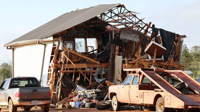 A damaged home near Prattville. At least 20 homes in Autauga County were damaged or destroyed. AP