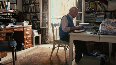Robert Fisk in his home office in Beirut, Lebnaon. Tinam Inc