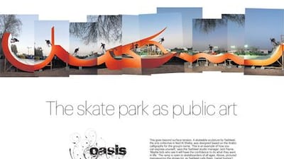 Manoeuvring the slopes (or, as Tashkeel calls them, ‘camel humps’) is organiser Bradley Kirr. Antonie Robertson / The National