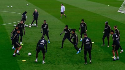 Real Madrid's players attend a training session. AFP