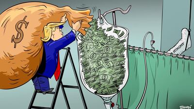 Our cartoonist Shadi Ghanim's take on US President Donald Trump's economic stimulus package.