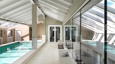 This duplex apartment on the eighth and ninth floors, has a mezzanine level pool area with its own current machine installed to allow for uninterrupted swimming. Courtesy CPC Group