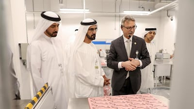 Sheikh Mohammed bin Rashid, Vice President and Ruler of Dubai, on Saturday, opens Oumolat Security Printing, a banknote printing company in Khalifa Industrial Zone Abu Dhabi. Wam