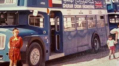 Pupils travelled to see Queen Elizabeth II when she visited the UAE in 1979, in a bus loaned by the Al Ghurair group. Photo: Sharjah English School