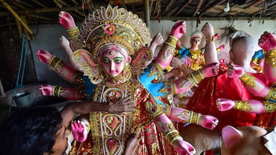 Navratri predominantly celebrates the Hindu deity Durga. AFP